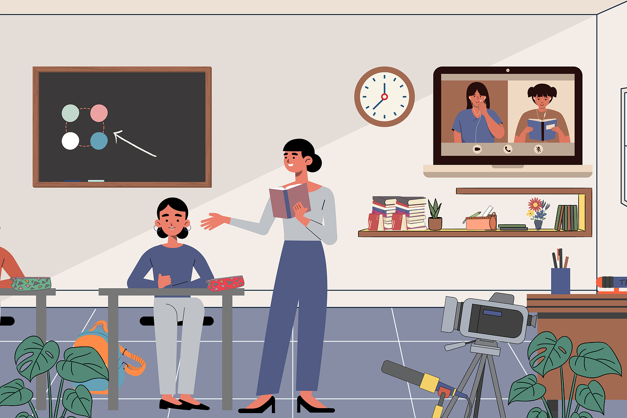 Illustration représantant EduTech Solutions, étant une entreprise proposant des cours en ligne et désirant rendre ses ressources éducatives accessibles à tous les apprenants, ce qui sera possible grâce à l'aide d'AccessiWeb.